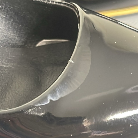 Ladies Fashion Black Patent Faux Leather Block Heel Shoes Pointed Sz 39/8.5 - Picture 9 of 11